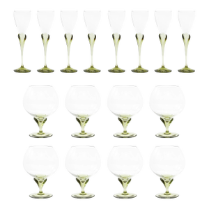 Set of 16 Papyrus Pattern Rosenthal Cordial & Brandy Sniffer Crystal Stemware