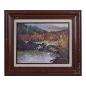 Unsigned Pond Side With Reeds Oil Painting