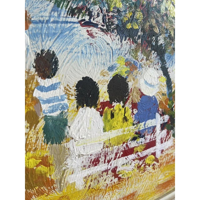 Mid-Century Modern Original Oil Painting by Delon MCM Midcentury Naive Art Colorful Children For Sale - Image 3 of 6