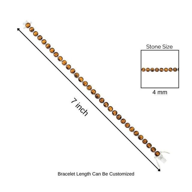 Tiger’s Eye Cushion Cut Tennis Bracelet in 925 Silver For Sale - Image 10 of 12