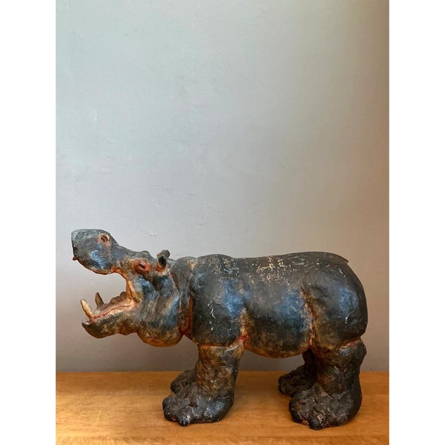 Vintage Boho Slab Built Ceramic Hippo For Sale - Image 4 of 12