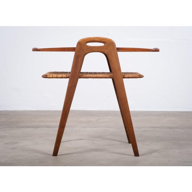 Danish Teak Serving Trolley with Woven Shelf, 1960s For Sale - Image 3 of 9