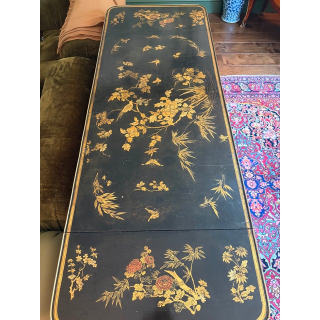 Early 19th Century Regency Brass-Mounted Black Lacquer and Parcel-Gilt Chinoiserie Sofa Table For Sale - Image 10 of 12