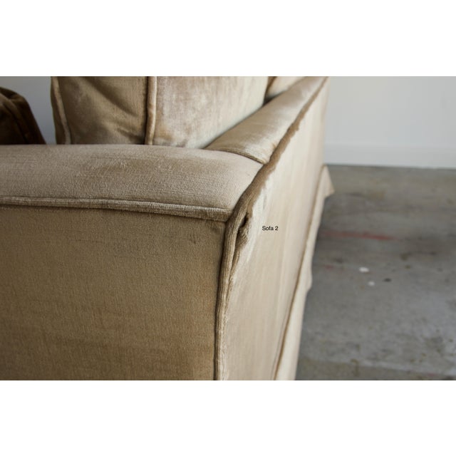 Late 20th Century Champagne Velvet Pair of Tuxedo Sofas by Sherrill, Made in Usa For Sale - Image 11 of 13