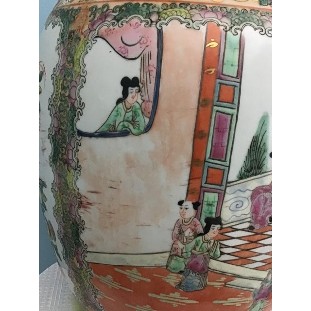 Chinese Vintage Chinese Rose Medallion Porcelain Jar, 13"x9", Marked For Sale - Image 3 of 11