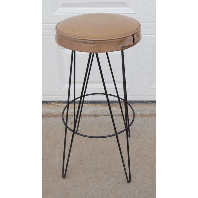Metal Mid Century Modern Hairpin Leg Bar Stool For Sale - Image 7 of 15