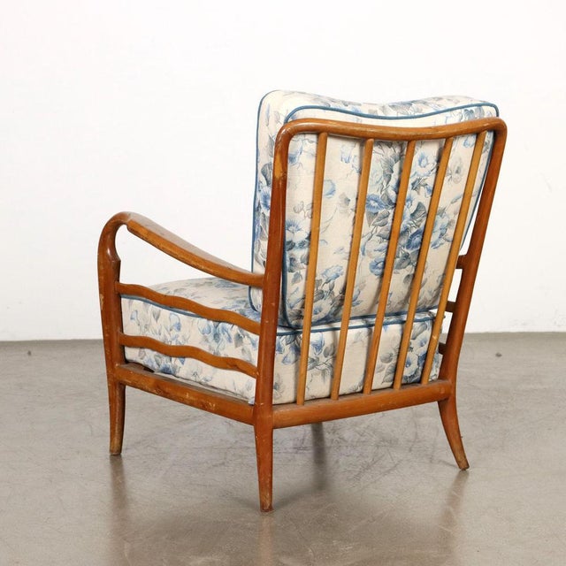 Vintage Armchair in Beech and Fabric, Italy, 1950s For Sale - Image 9 of 10