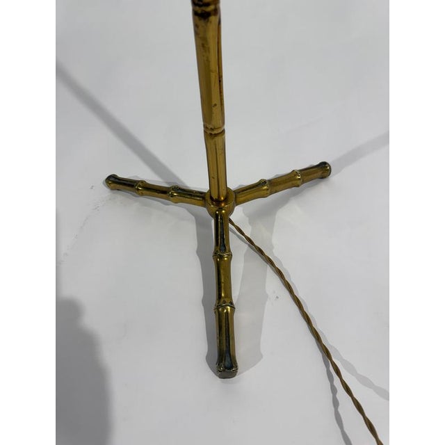 Metal Bronze Floor Lamp with Faux Bamboo Accents from Maison Bagues, 1950 For Sale - Image 7 of 11