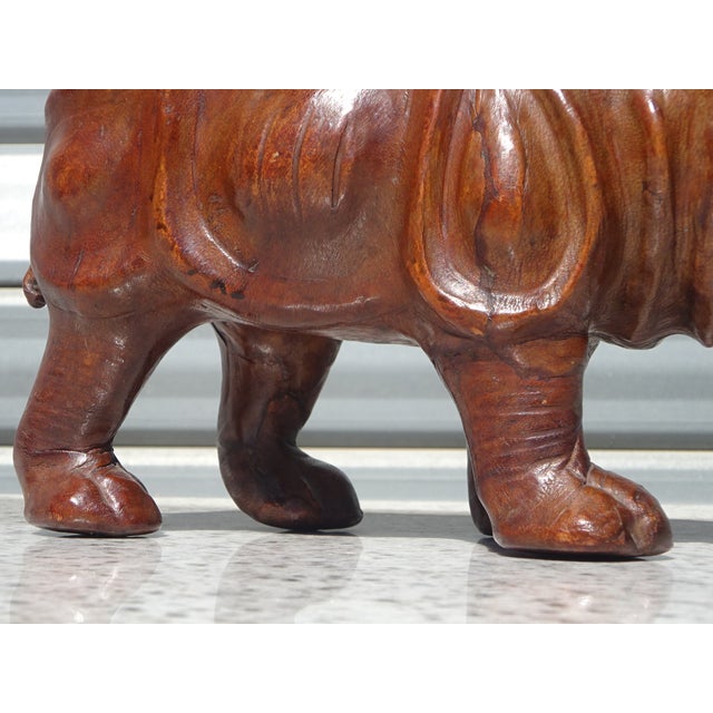 Vintage Leather Rhinoceros, India, 1950s For Sale - Image 9 of 14