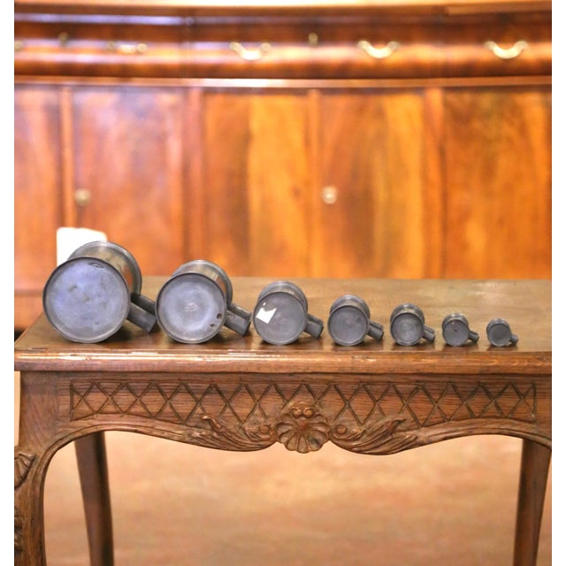 Late 20th Century French Graduated Pewter Measures With Handles, Set of 7 For Sale - Image 11 of 11