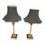 2000’s Black and Gold Starburst It Medallion Staggered Height Table or Buffet Pencil Lamps - Set of 2 For Sale