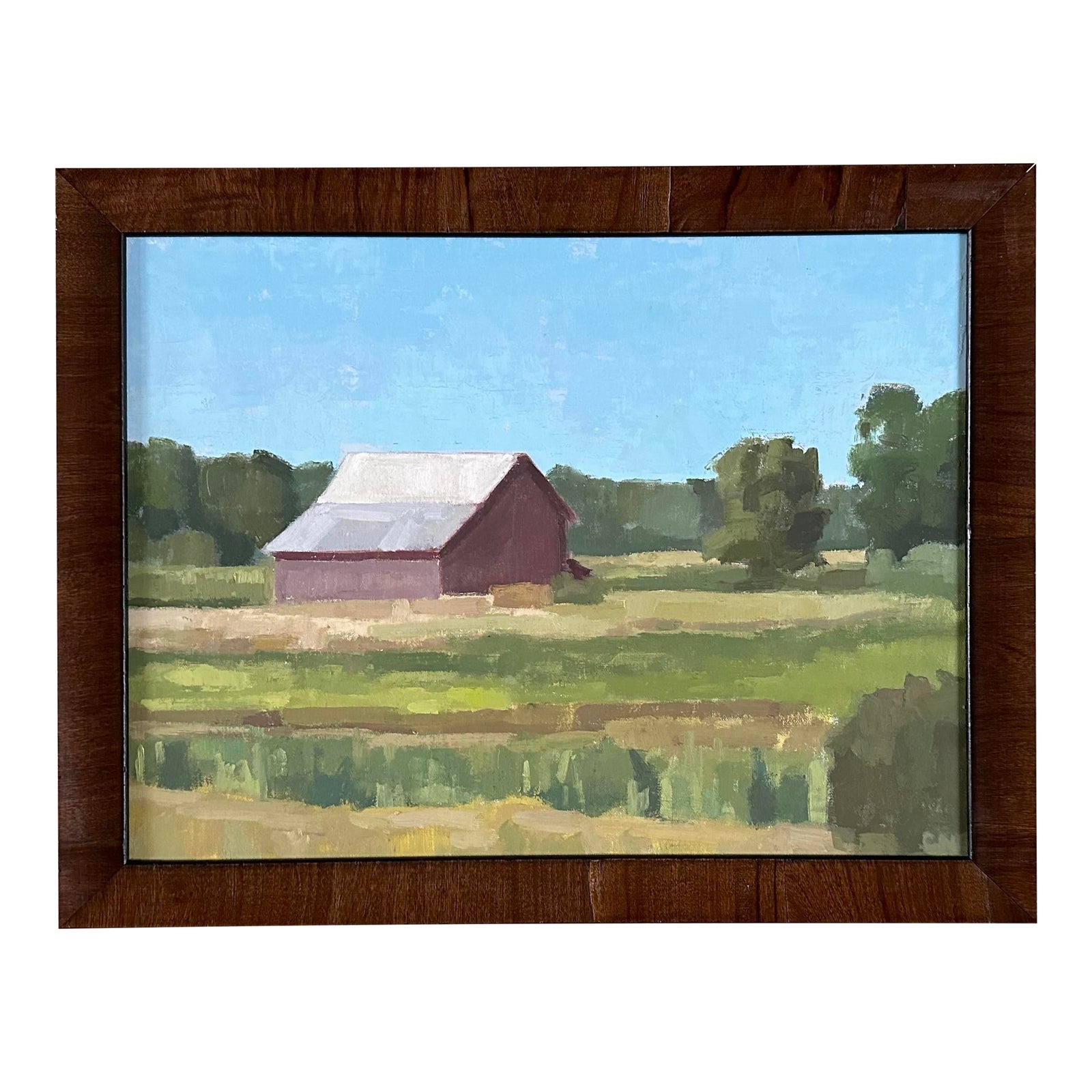 Red Barn in Michigan Landscape Painting by Caroline Gray Chairish