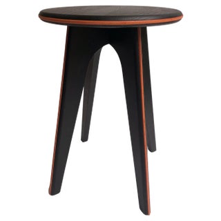 Black Stained Ash and Orange Leather ASSY Stool by Mademoiselle Jo For Sale