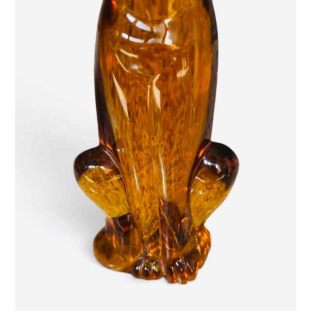 Viking Glass Company Viking Glass Epic Amber Cat, 8” For Sale - Image 4 of 5