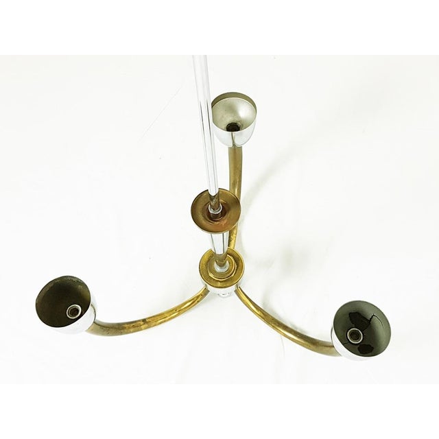 Vintage Italian Brass and Chrome Plated Metal Pendant Lamp, 1940s For Sale - Image 6 of 10