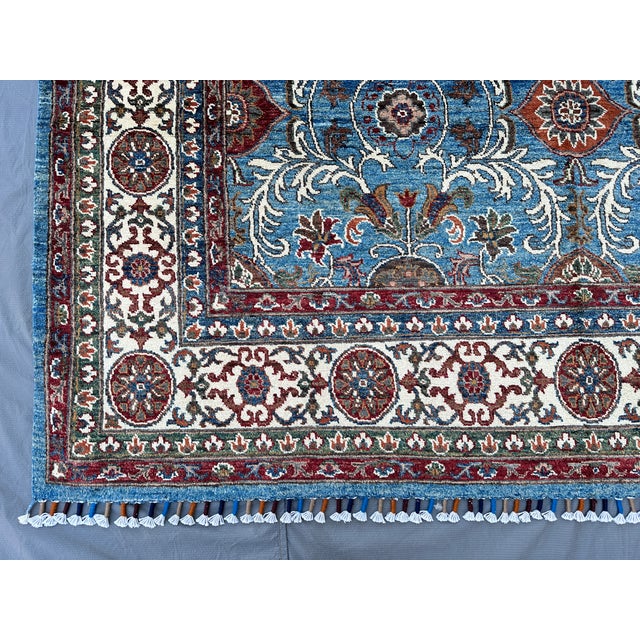 Blue Blue Sultanabad Hand-Knotted Wool Rug - 6'8" X 9'10" For Sale - Image 8 of 15