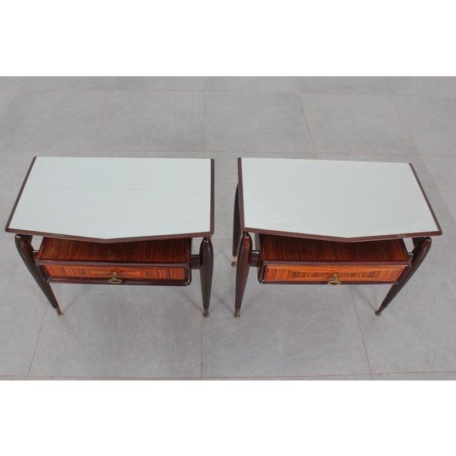 Mid-Century Modern Dassi Wood and Glass Nightstands, 1950s, Set of 2 For Sale - Image 13 of 18