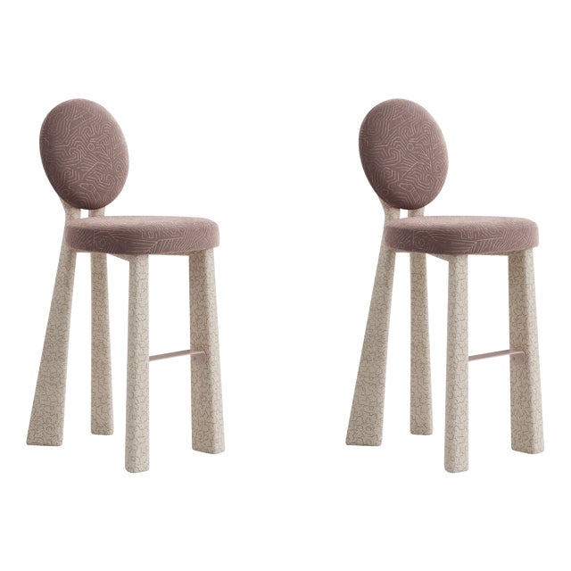 Mary II Bar Chairs with Upholstered Legs by Ottiu, Set of 2 For Sale