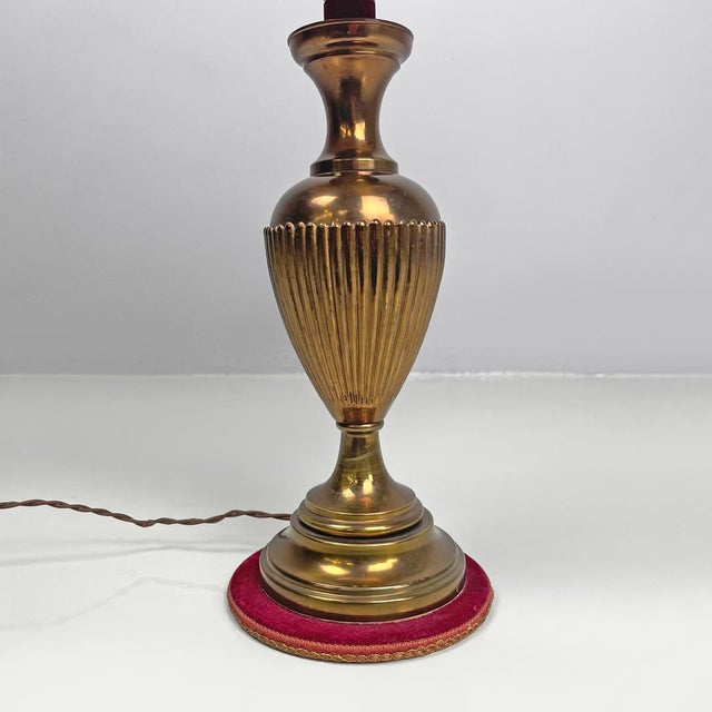 Mid-Century Modern Italian Table Lamp Red Fabric Shade with Decorations, 1950s For Sale - Image 15 of 18