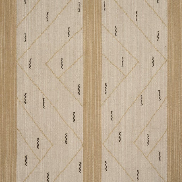 Traditional Schumacher Kapanga Embroidery Fabric In Oat For Sale - Image 3 of 5