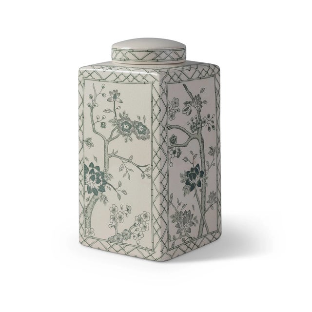 2020s Jardin Green Chinoiserie Tea Caddy Jar, Medium For Sale - Image 5 of 5