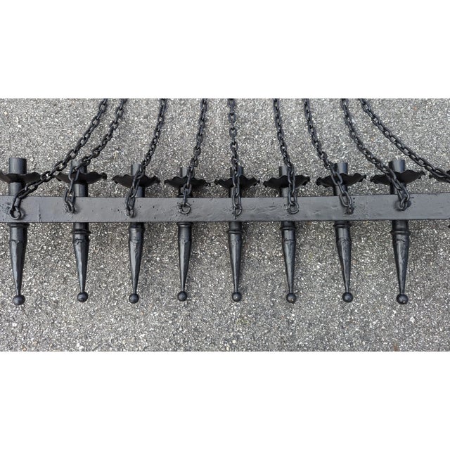 Hand Forged Wrought Iron 9 Light Wall Sconce Gothic Candelabra Spanish Revival For Sale - Image 13 of 17
