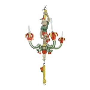 Italian Carved Wood Painted Monkey Chandelier