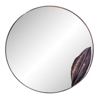 Copper Leaf Round Mirror Wall Mirror Copper For Sale