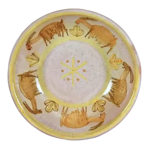 Guido Gambone Grazing Goats Monumental Stoneware Centerpiece Bowl, Italy, 1950