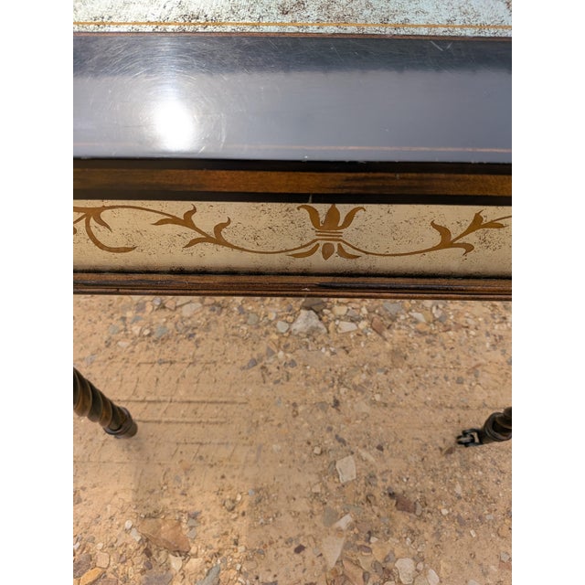 Vintage Églomisé Accent Table Has a Mirrored Top and Spiral Legs Attributed to Lillian August for Drexel Heritage. For Sale - Image 9 of 10