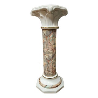 Vintage Porcelain Pedestal with Floral Decoration, 1990s For Sale