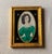 Folk Art Portrait of Lady in Emerald Green Dress - Gilded Frame For Sale - Image 6 of 15