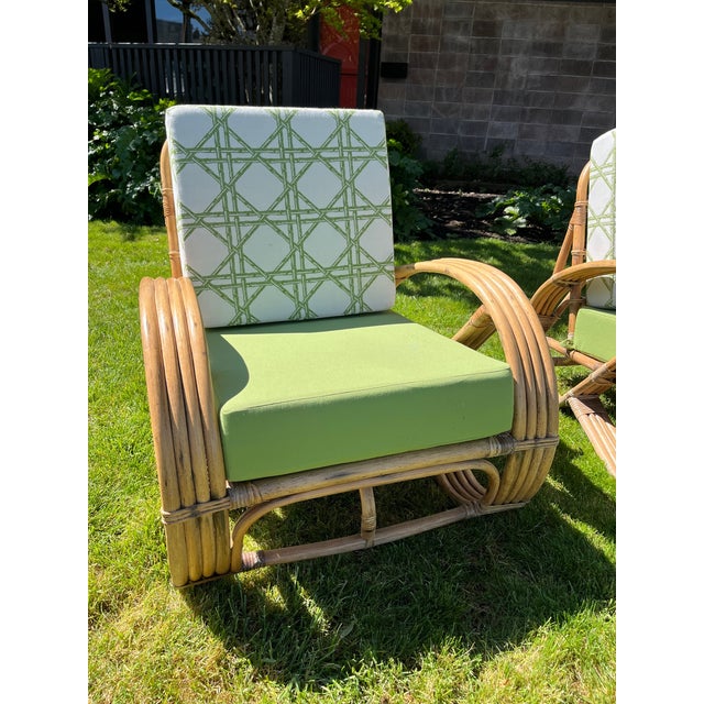 1950s Offered at a Compelling Value - The "Idea Home" 4-Strand 3/4 Pretzel Rattan Suite (3 Pieces) For Sale - Image 5 of 18