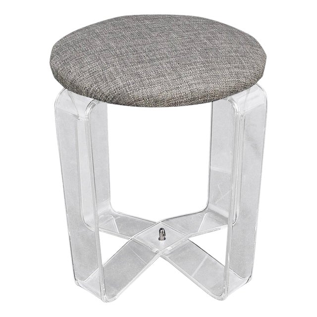 Bent Lucite Basket Weave Upholstery Piano Stool Bench Mid Century Modern MINT! For Sale
