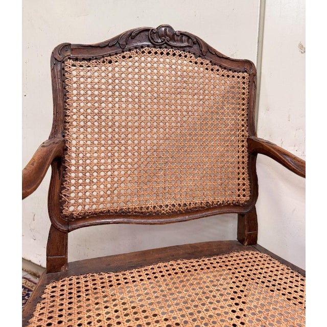 Louis XV Office Chair in Carved Walnut For Sale - Image 5 of 9