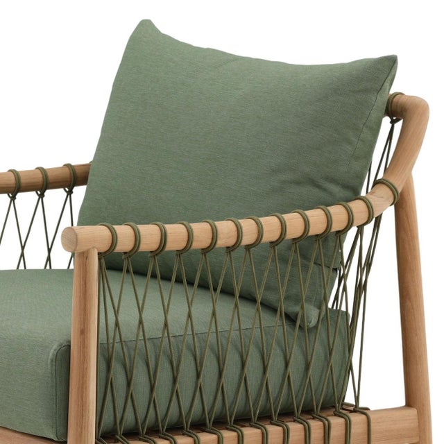 2020s Outdoor Teak & Fern Green Arm Chair For Sale - Image 5 of 7