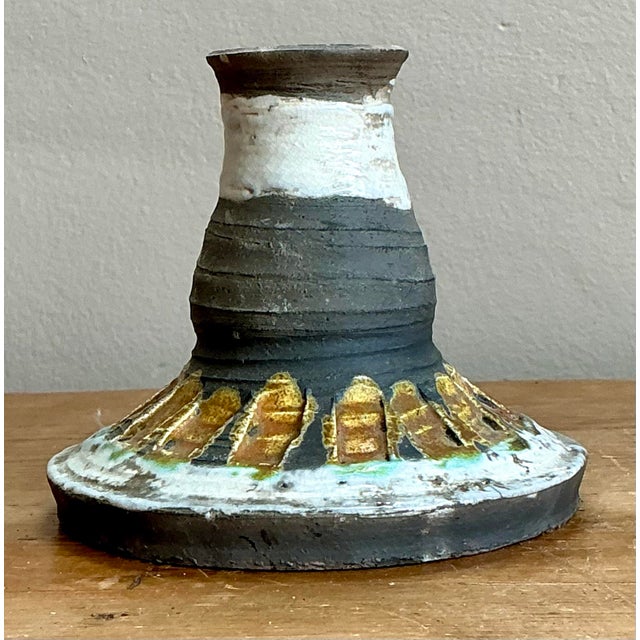 Dark Gray Vintage Original Gilt Tipped Candlestick For Sale - Image 8 of 12