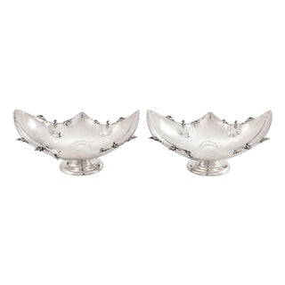Pair of Damar 925 Sterling Silver Floral Centerpiece Bowls. Turkey. For Sale