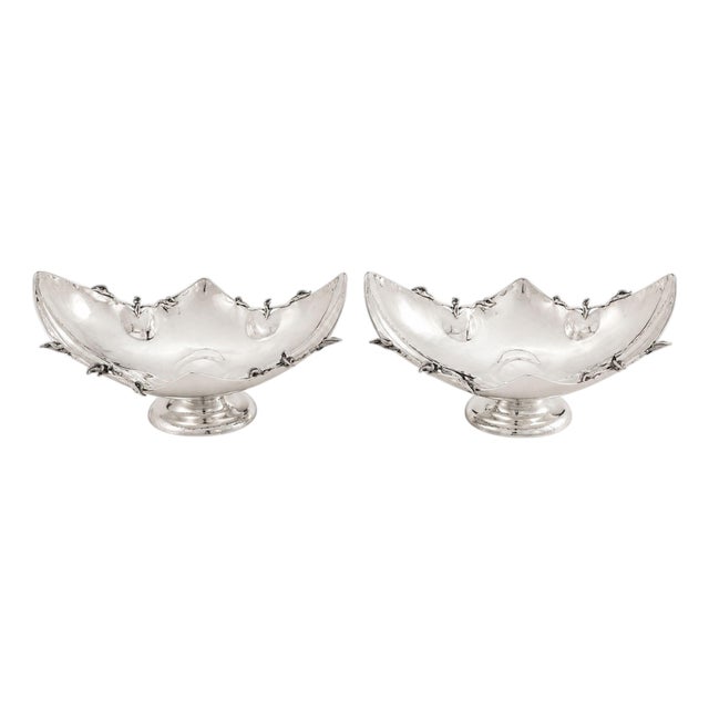 Pair of Damar 925 Sterling Silver Floral Centerpiece Bowls. Turkey. For Sale