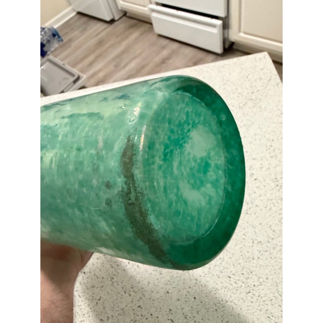Vintage Murano Scavo Amphora Glass Vase Seafoam Blue Iridescent 12in For Sale - Image 9 of 9