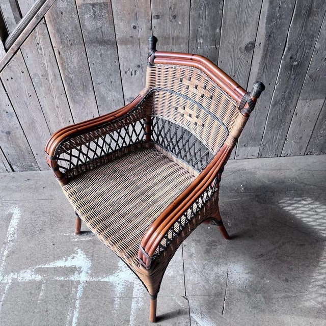 2000 - 2009 Vintage Wicker Bedroom Armchair For Sale - Image 5 of 12