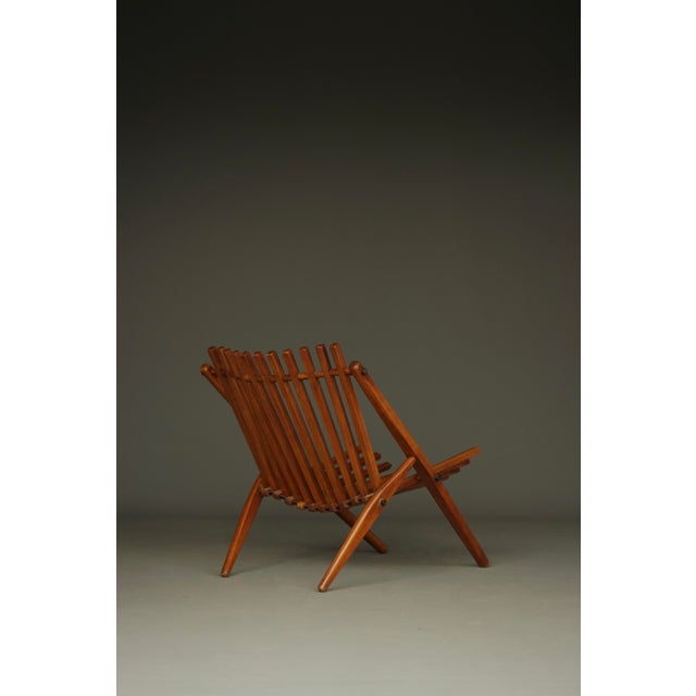 Vintage Dutch Slatted Lounge Chair in Beech, 1950s For Sale - Image 10 of 15