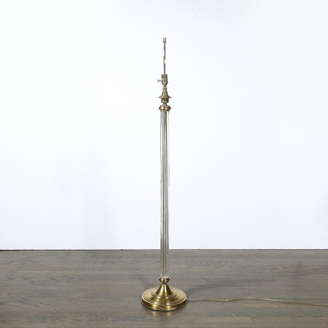 Art Deco Fluted Glass & Brass Floor Lamp For Sale - Image 9 of 14