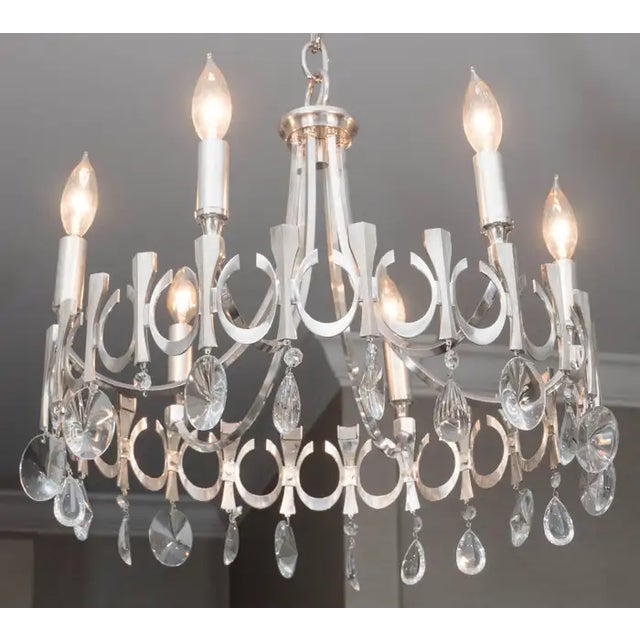 Mid-Century Modern Silverplate Six-Light Chandelier Attributed to Sciolari For Sale - Image 3 of 7