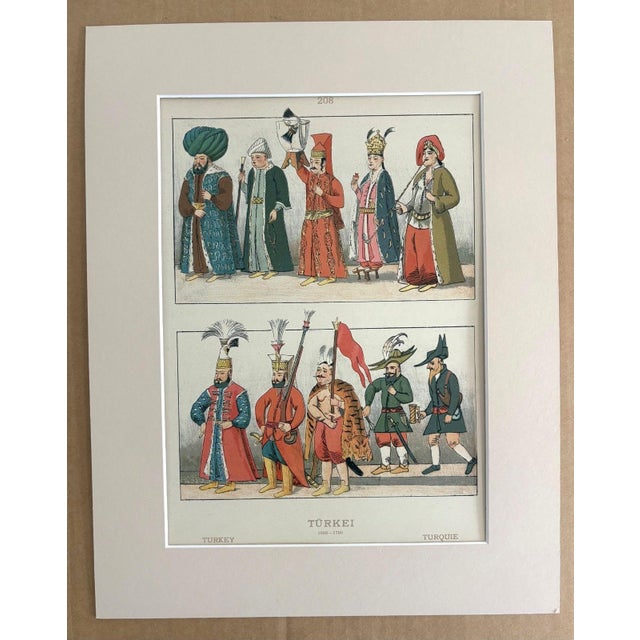 Turkish Antique 1925 Max Tilke 17th c. Turkish Costume Print in 11x14 Mat Ready to Frame For Sale - Image 3 of 3