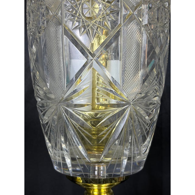 Metal The Luminaries: A Rare Pair of 1970s Internally Lit Lead Crystal Statement Lamps For Sale - Image 7 of 12