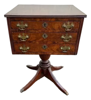 Antique American Ducan Phyfe Style Mahogany Work Side Table