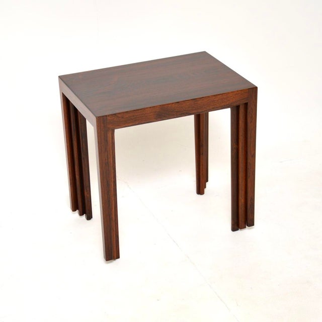 Vintage Danish Nesting Tables attributed to Rosengren Hansen, 1960, Set of 3 For Sale - Image 4 of 11