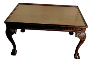 Vintage English Chippendale Style Mahogany Coffee Table Ball and Claw Feet