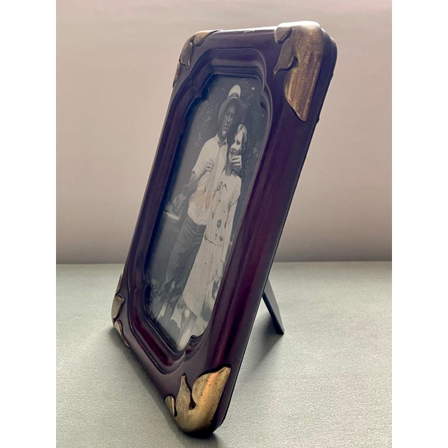 Vintage Wood & Brass Picture Frame For Sale - Image 9 of 11